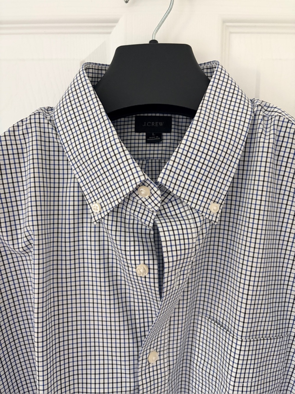 J Crew Slim Fit Black and BlueTattersall Dress Shirt - Large